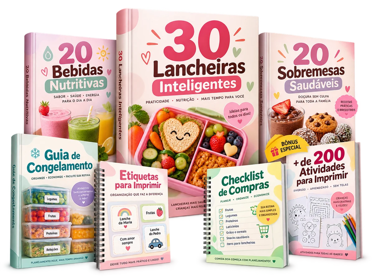 Kit Lancheiras Inteligentes: os 3 e-books de receitas e os 4 bônus